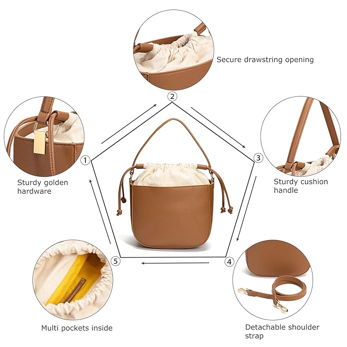 Intrinsic Faux Leather Crossbody Purse Bucket Bags for Women