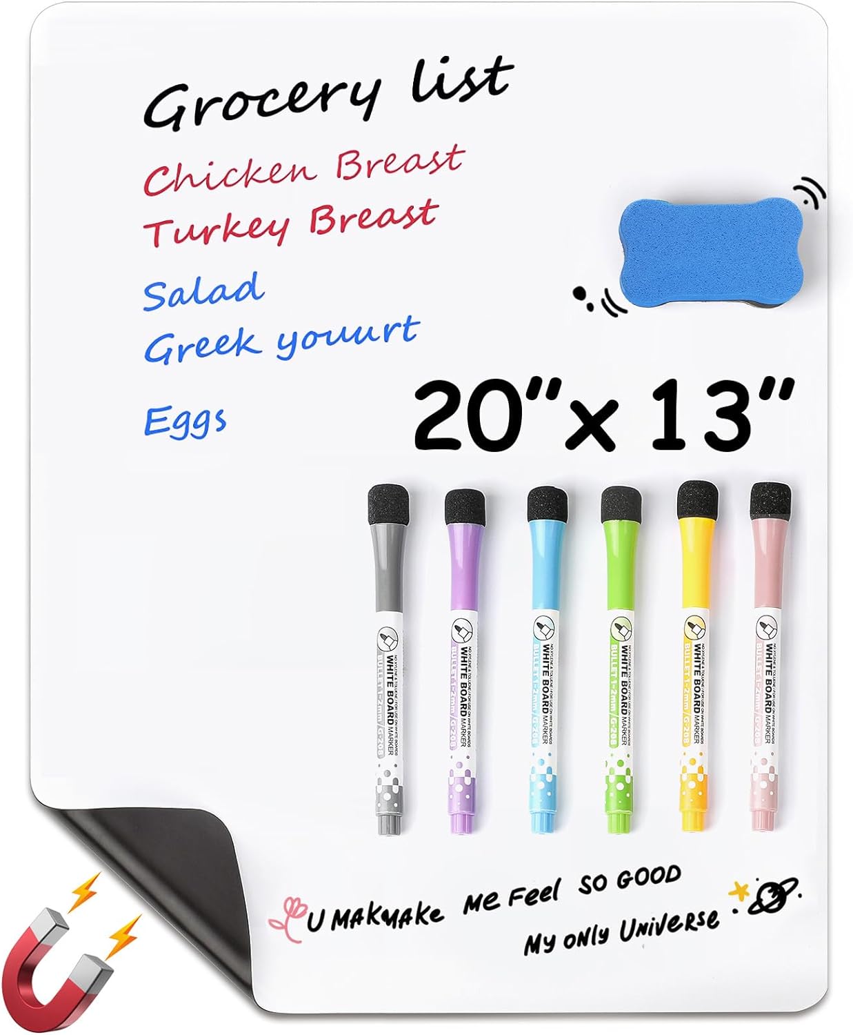 MaxGear 20'' X 13'' Magnetic Dry Erase Whiteboard for Refrigerator