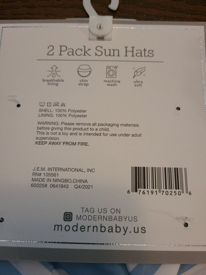 modern baby 2 pack sun hats