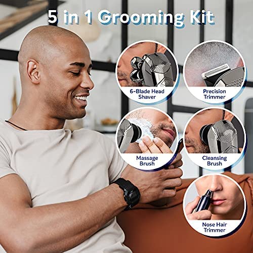 AidallsWellup Head Shavers for Bald Men: Waterproof Bald Head Shavers for Men - Close Shaving Bald Head Shavers for Men Skull - Electric Head Shaver