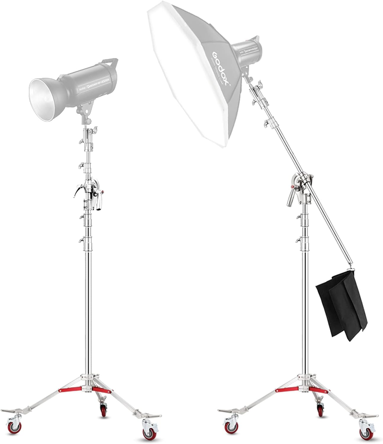 Soonpho Heavy Duty Light Stand C Stand with Casters and Pro Boom Arm