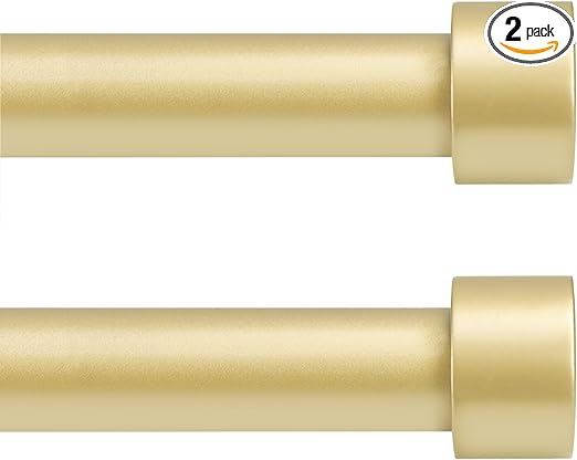 2 Pack Gold Curtain Rod for Window