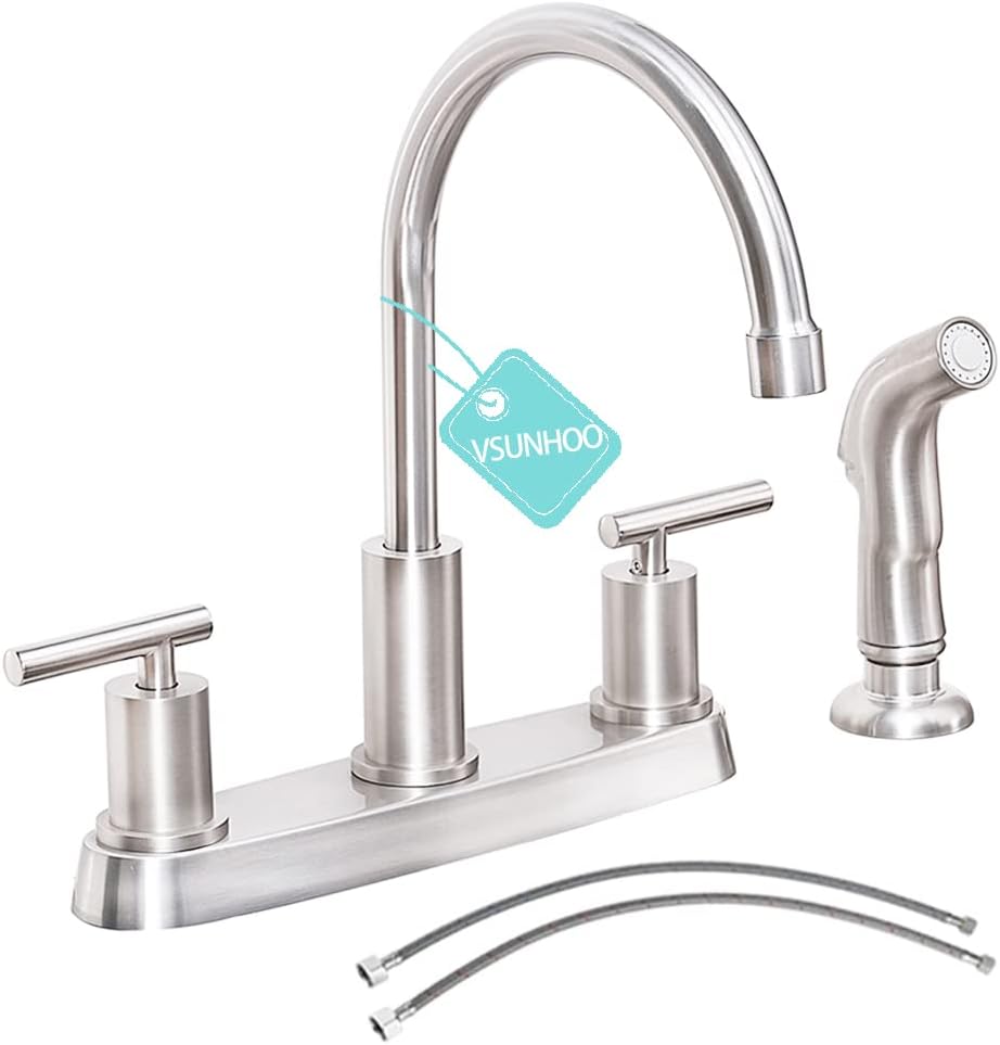 Kitchen Faucet with Sprayer, Brushed Nickel Kitchen Sink Faucet