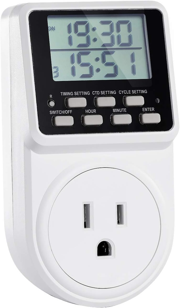 Techbee Digital Infinite Repeat Cycle Intermittent Timer Plug for Electrical Outlet
