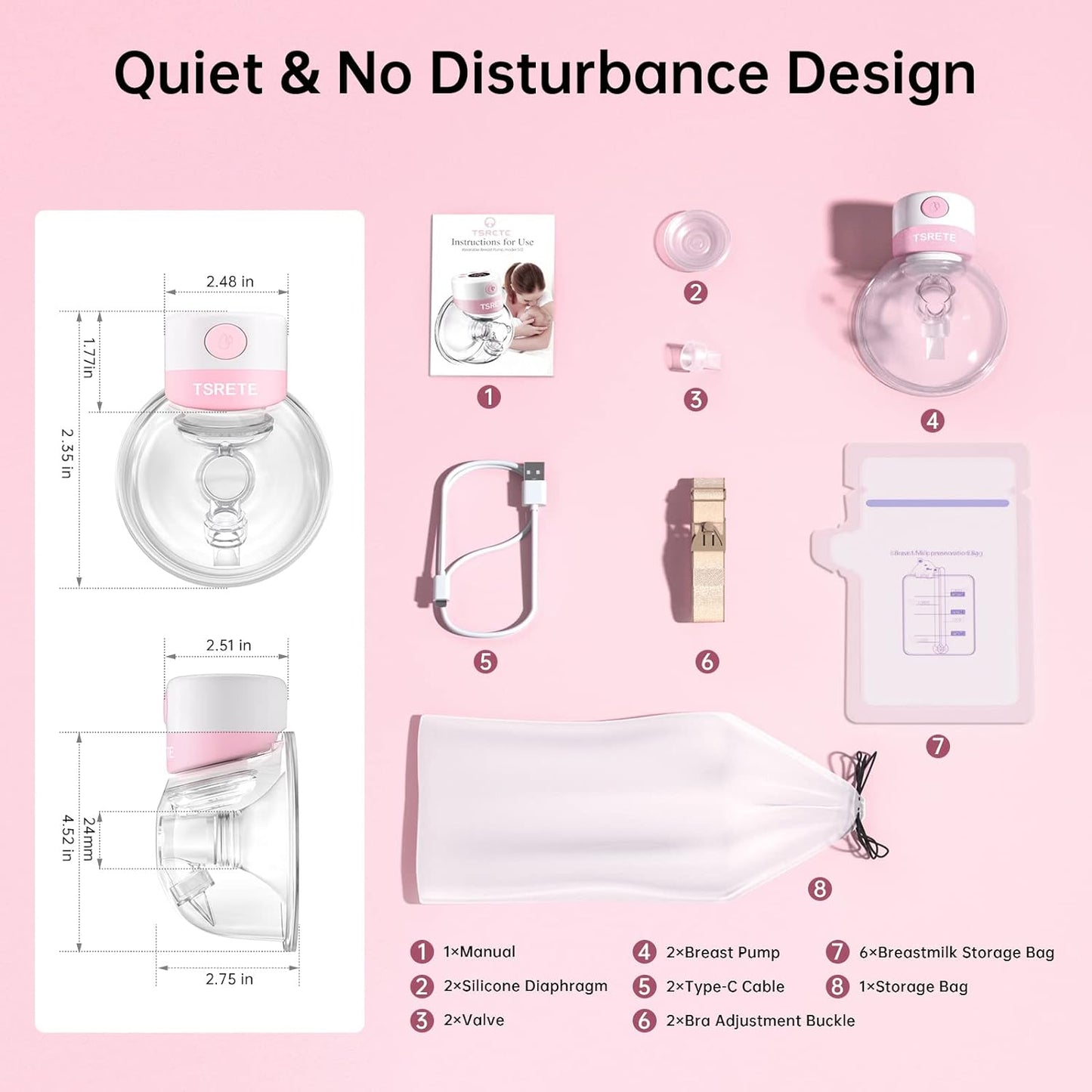 Double Wearable Breast Pump,with 2 Modes