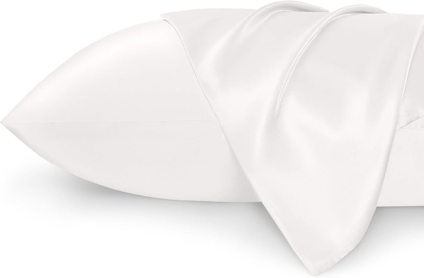 Bedsure Satin Pillowcase Standard Set of 2 - Ivory Silky Pillow Cases for Hair and Skin 20x26 Inches