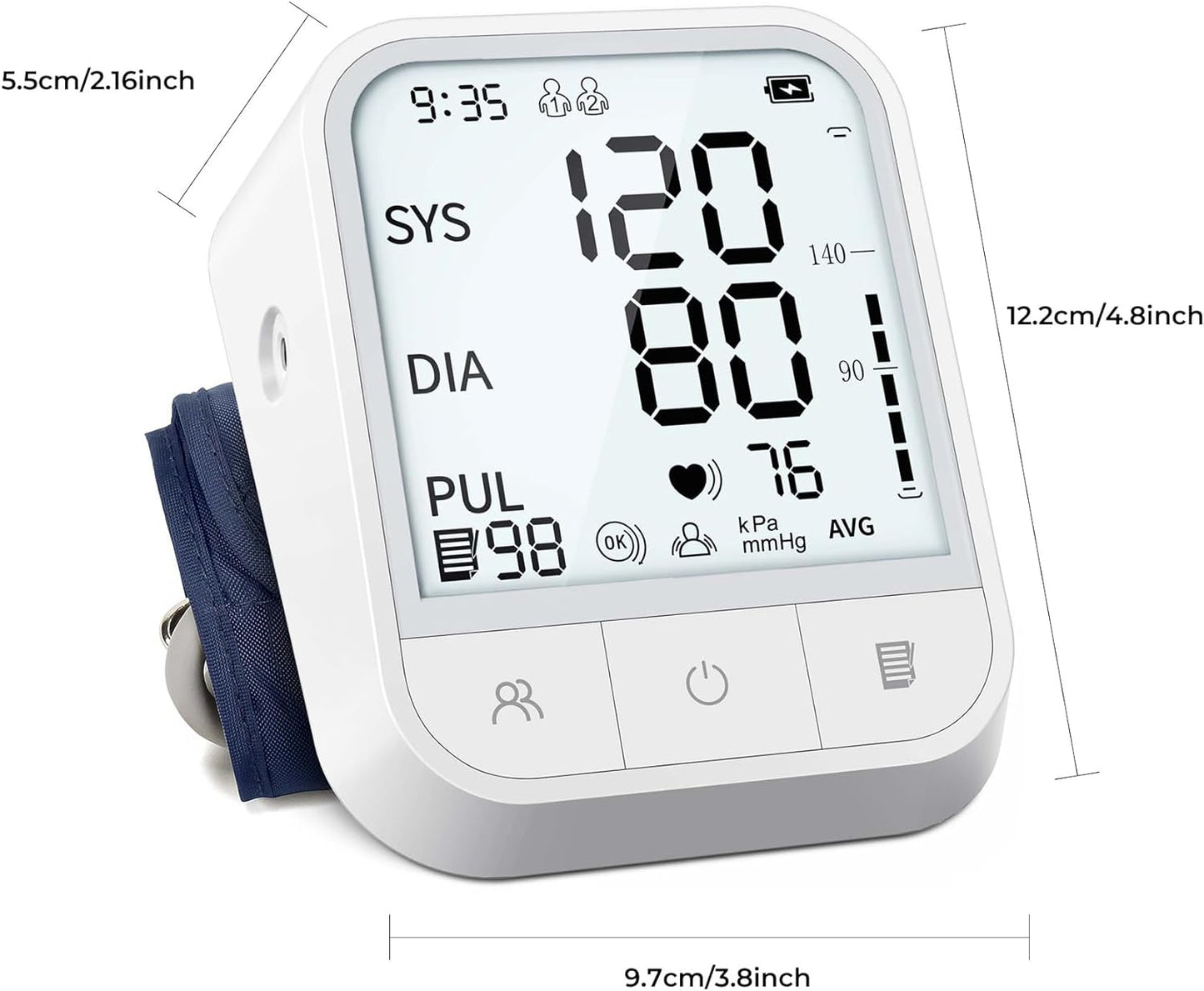 Blood Pressure Monitor Adjustable BP Cuff Automatic Upper Arm Blood Pressure Machine with Backlit