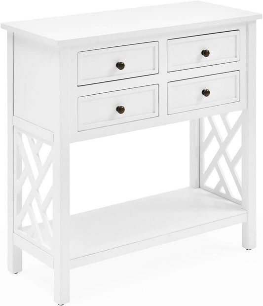 Wood Console Table with 4 Drawers - 32-inch Wide