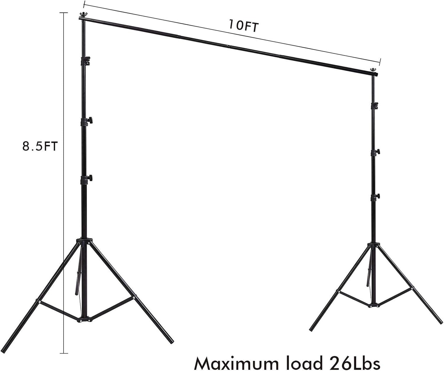 HYJ-INC 10ft x 8.5ft Adjustable Photography Backdrop Support System Photo Video Studio Muslin Background Stand Kit with Carry Bag