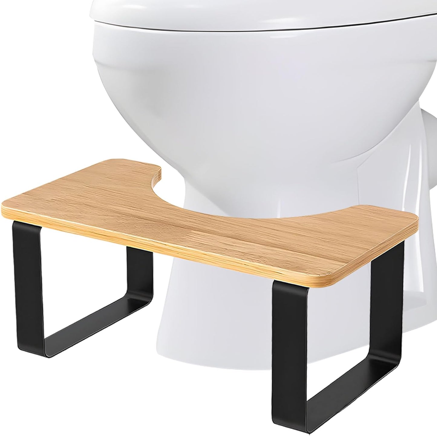 Toilet Stool Adult, Metal with Wood Squatting Toilet Stool