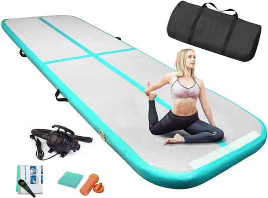 Inflatable Air Gymnastics Mat Training Mats 4 inches thick Gymnastics with 600W Electric Pump