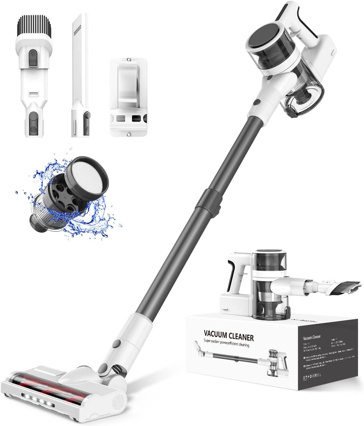 Cordless Vacuum Cleaner with 80,000 PRM Brushless Motor, Lightweight Detachable