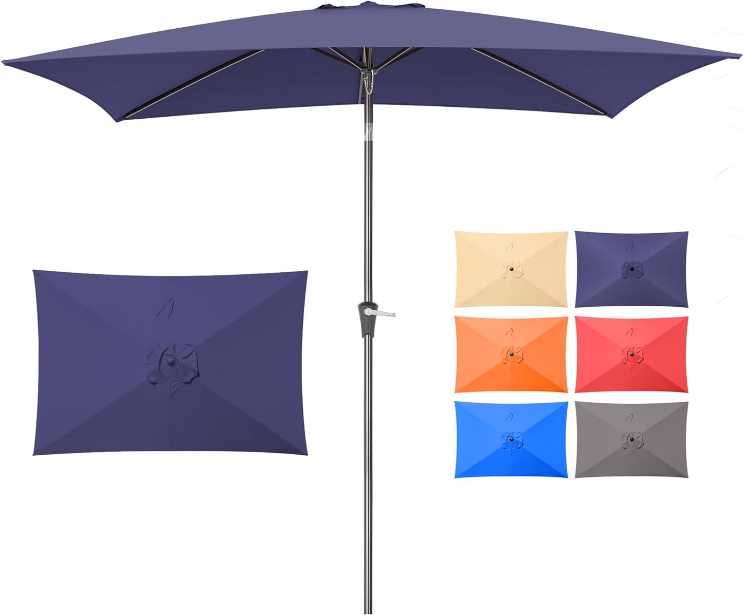 6.6x10 ft Rectangular Patio Umbrella Outdoor (Navy Blue)