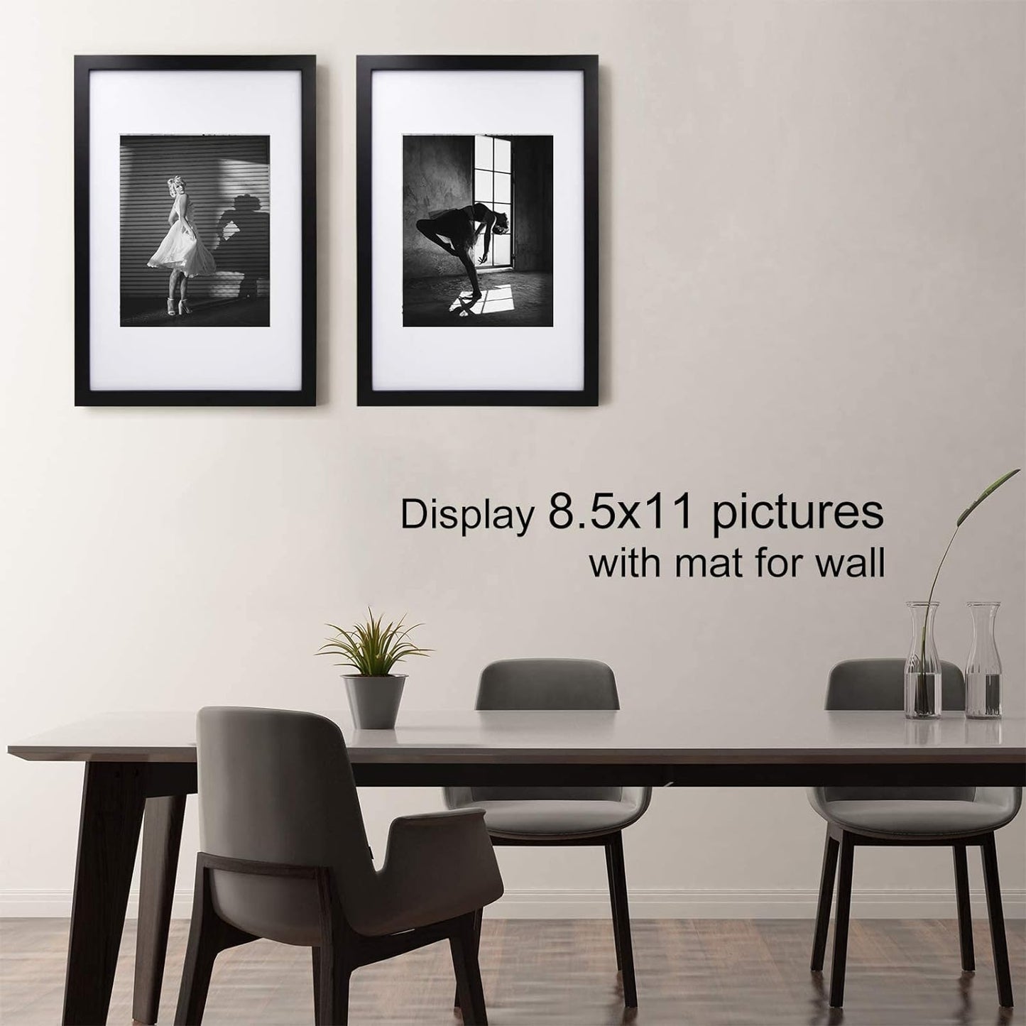 16x20 Solid Wood Poster Frame Matted for 11x14 and 12x16 Black