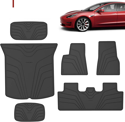 Farasla All Weather Floor Mats for Tesla Model Y 2023-2020 (Set of 6)