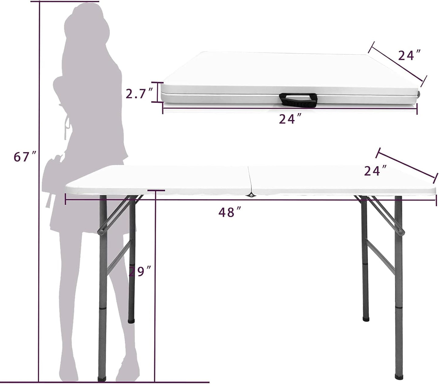 Folding Table 4 FT Two Heights with Resin Top