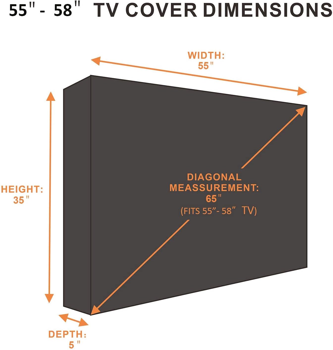 Outdoor TV Cover 55 to 58 inches, Waterproof and Weatherproof, Fits Up to 55''W x 35''H for Outside Flat Screen TV