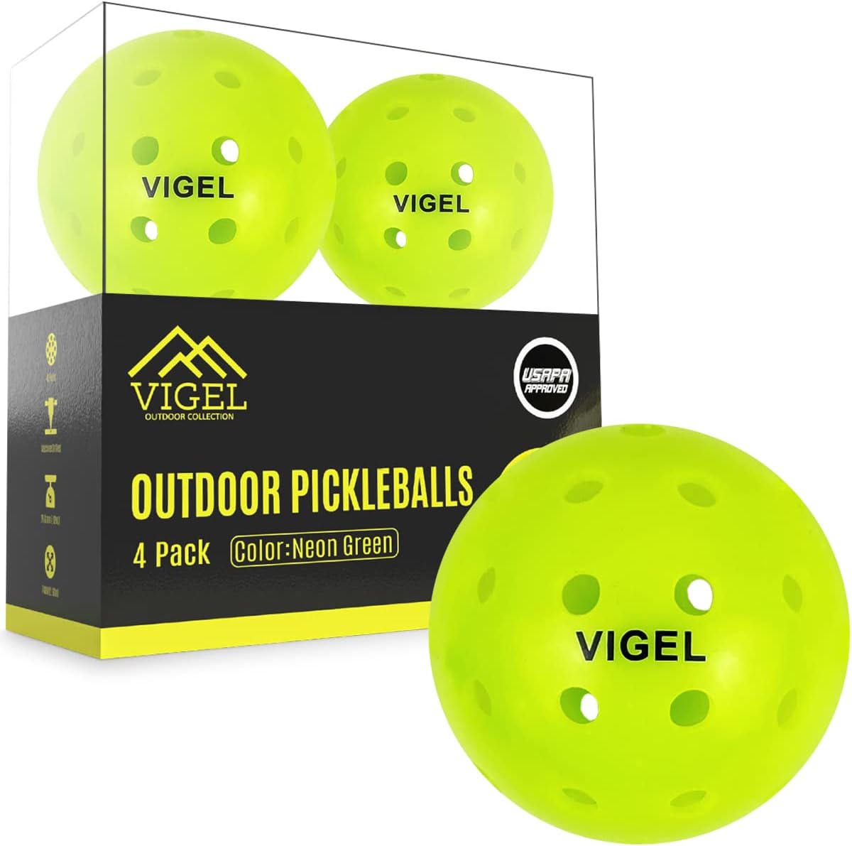 Vigel Premium Outdoor Pickleball Balls Set of 4
