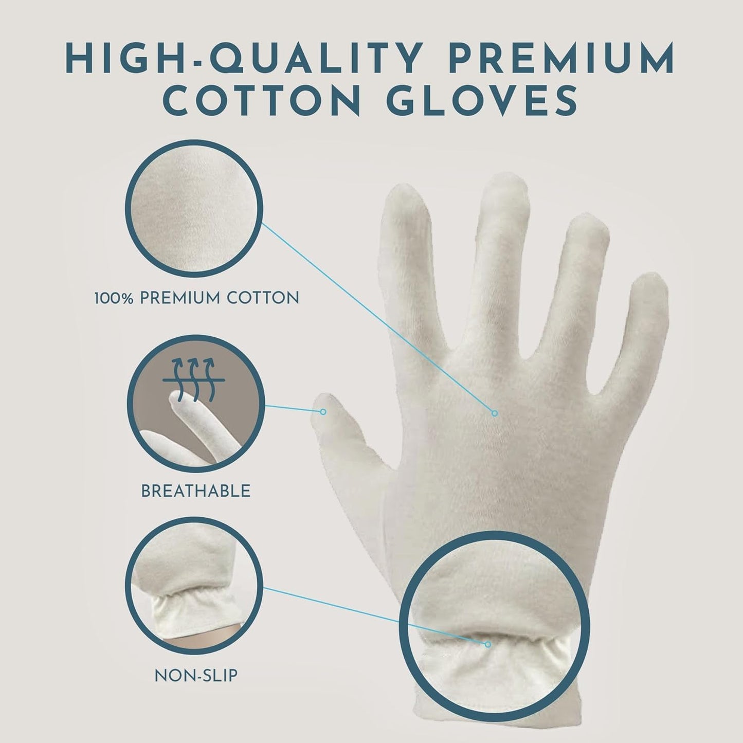 Gaxcoo/Cottonnerie 100% Premium Cotton Moisturizing Gloves 7 pairs