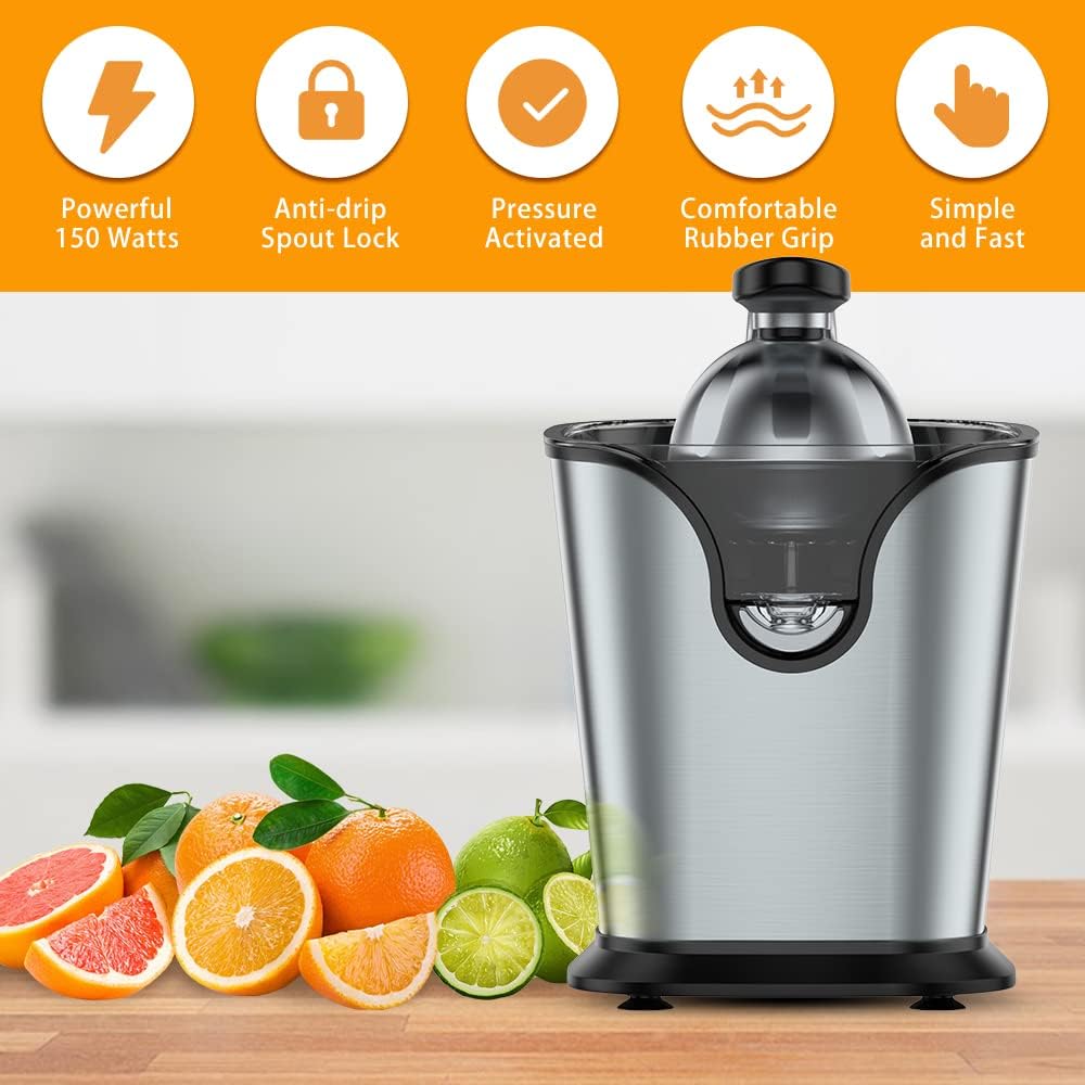 Ainclte Electric Citrus Juicer Squeezer Stainless Steel 150 Watts