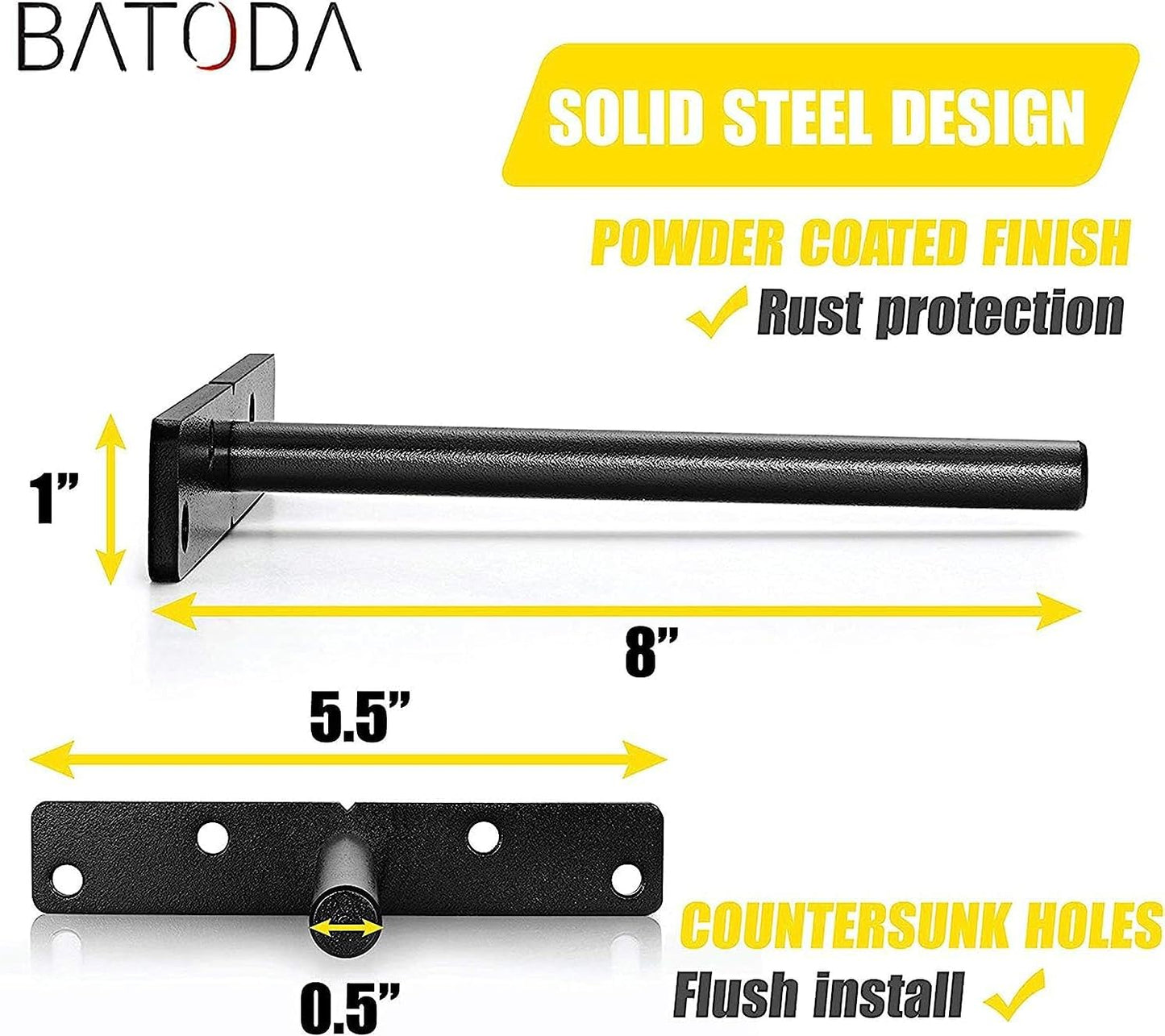 BATODA - 8" Floating Shelf Bracket Heavy Duty (16 pcs)–Solid Steel Blind Shelf Supports