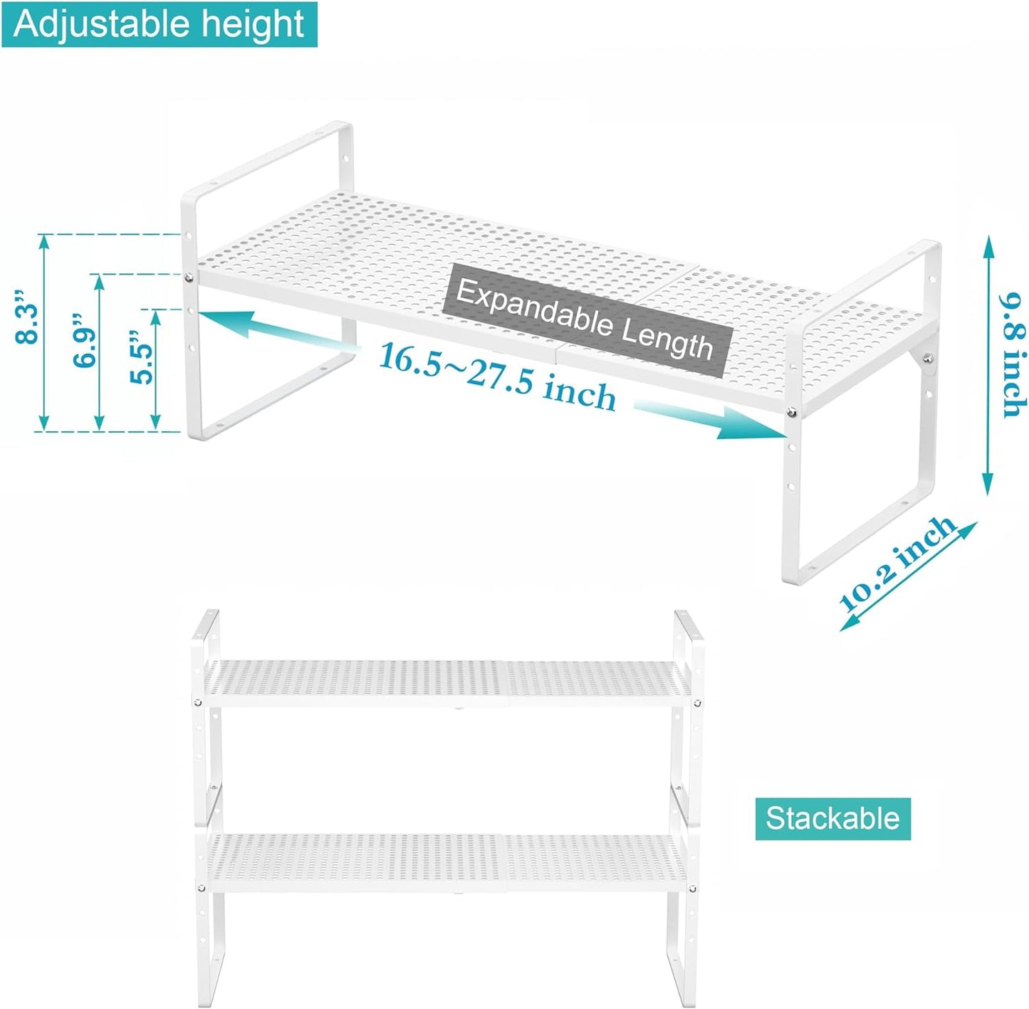 Large Expandable Cabinet Storage Shelf Organizer Rack - 1 Pack