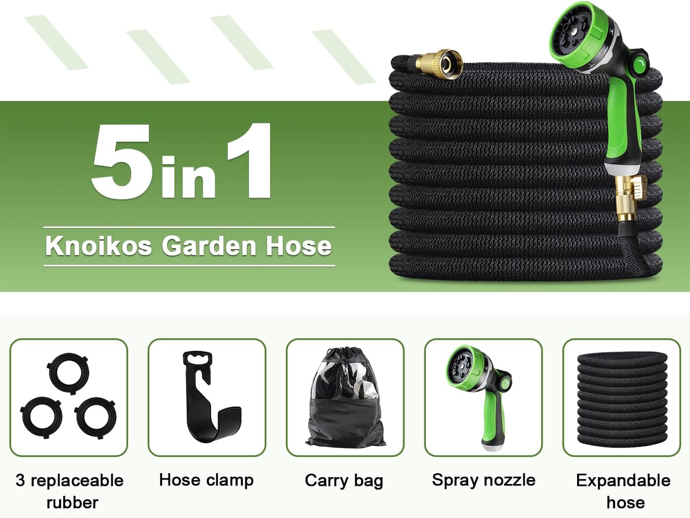 Expandable Garden Hose 50ft - Flexible Water Hose with 10 Function Nozzle