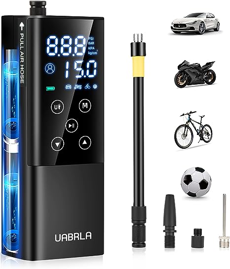 Tire Inflator Portable Air Compressor, 2X Faster Inflation Portable Air Pump for Car Tires, Electric Bike Pumps with psi gauge, Touch Screen, Auto Shut-Off Bicycle Pump