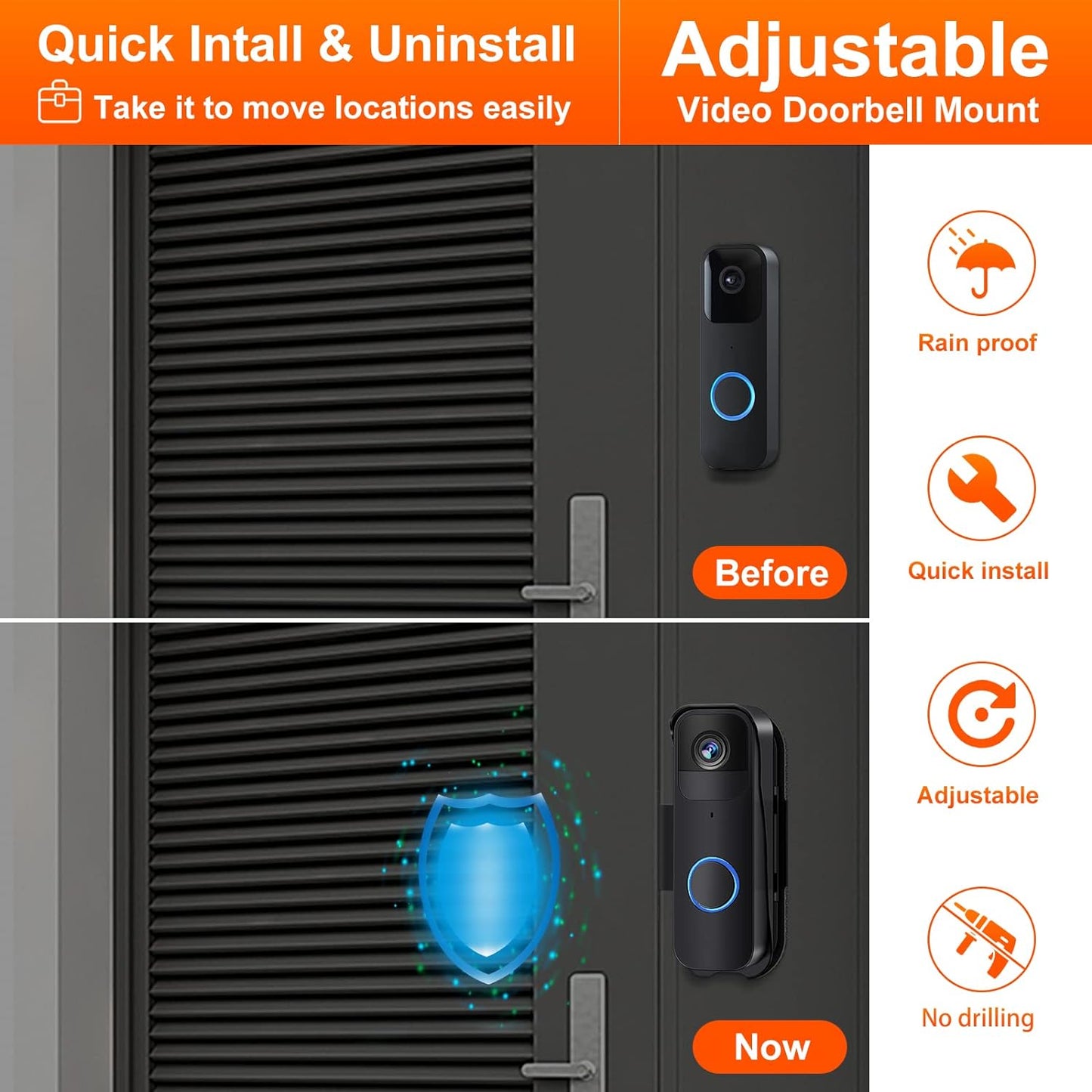 Blink Video Doorbell Mount No-Drill Adjustable Mounting Bracket