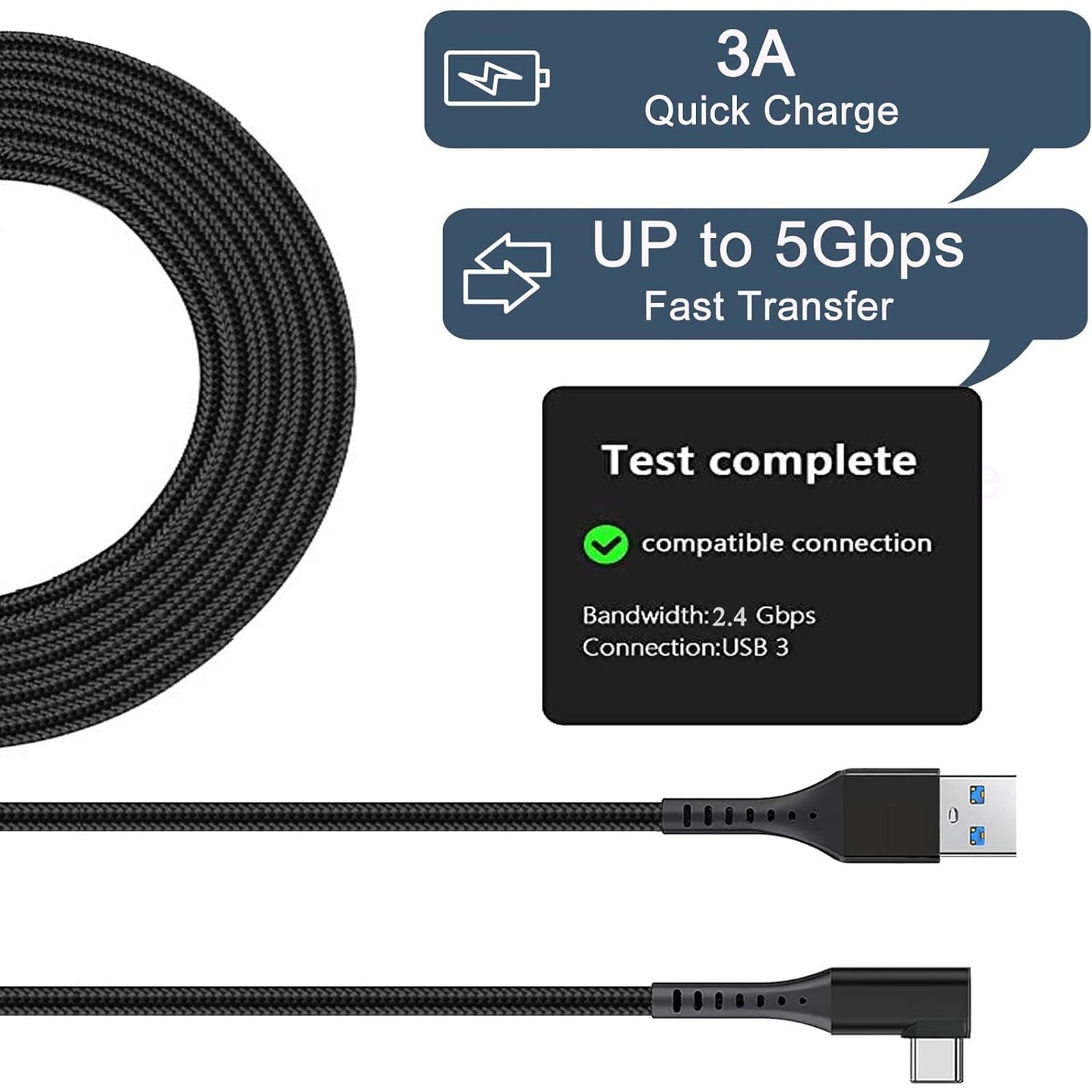 16 FT USB 3.0 A to C High Speed Data Transfer & Fast Charging, Durable Nylon Braided