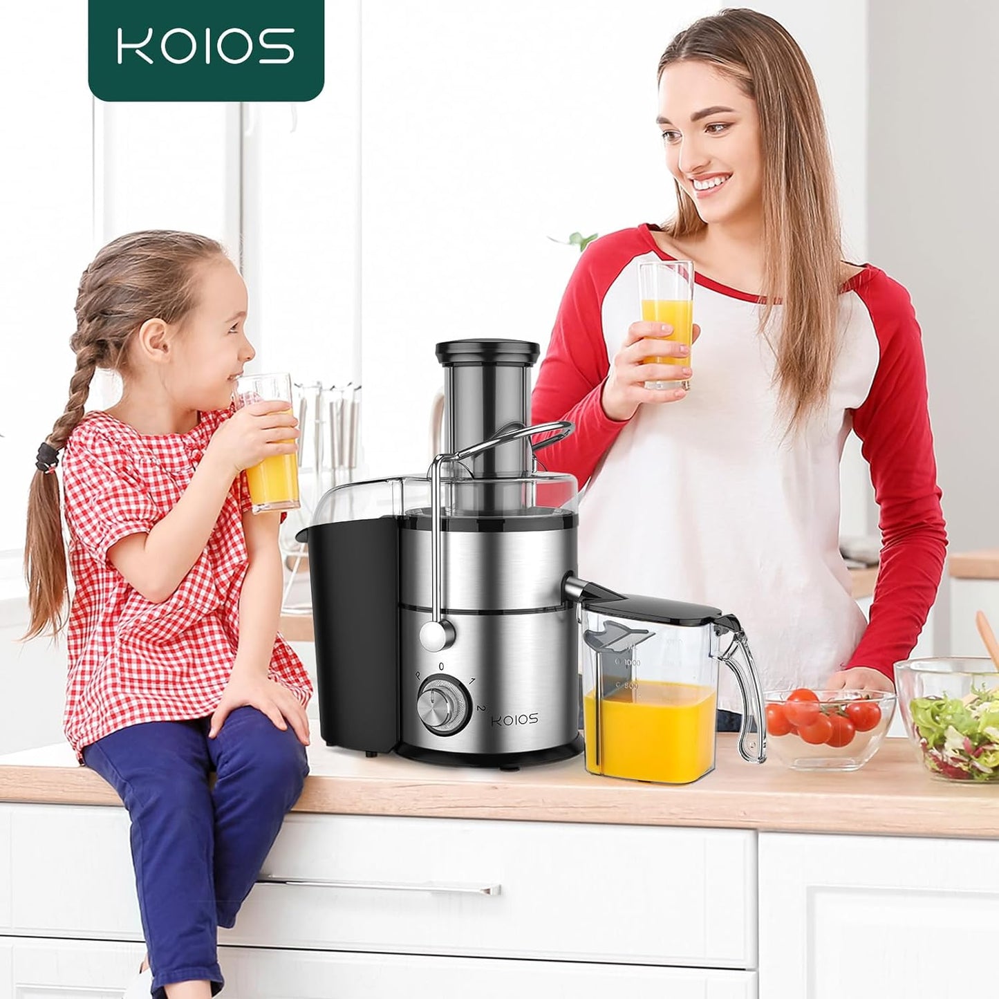 1300W KOIOS Centrifugal Juicer Machine, Juice Extractor with Extra Large 3inch Feed Chute