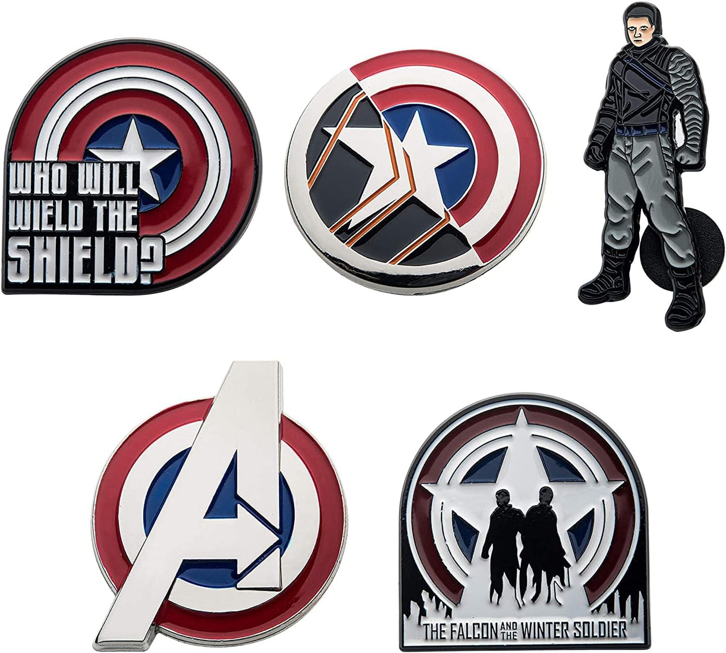 Marvel Studios: The Falcon and The Winter Soldier Metal based and Enamel 5 Lapel Pin Set wit(Amazon Exclusive)