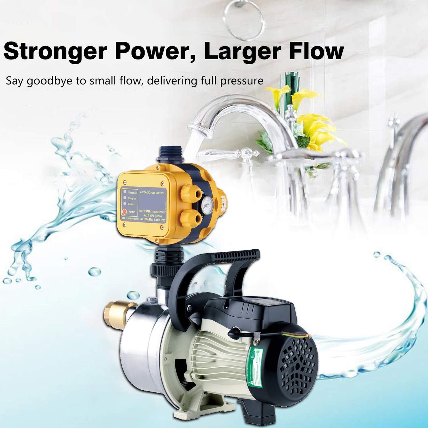 TDRFORCE 3/4 HP Water Pressure Booster Pump 110V Inline Water Transfer Pump Automatic Self Priming Irrigation Pump Shallow Well Jet Pump Household Booster Pump