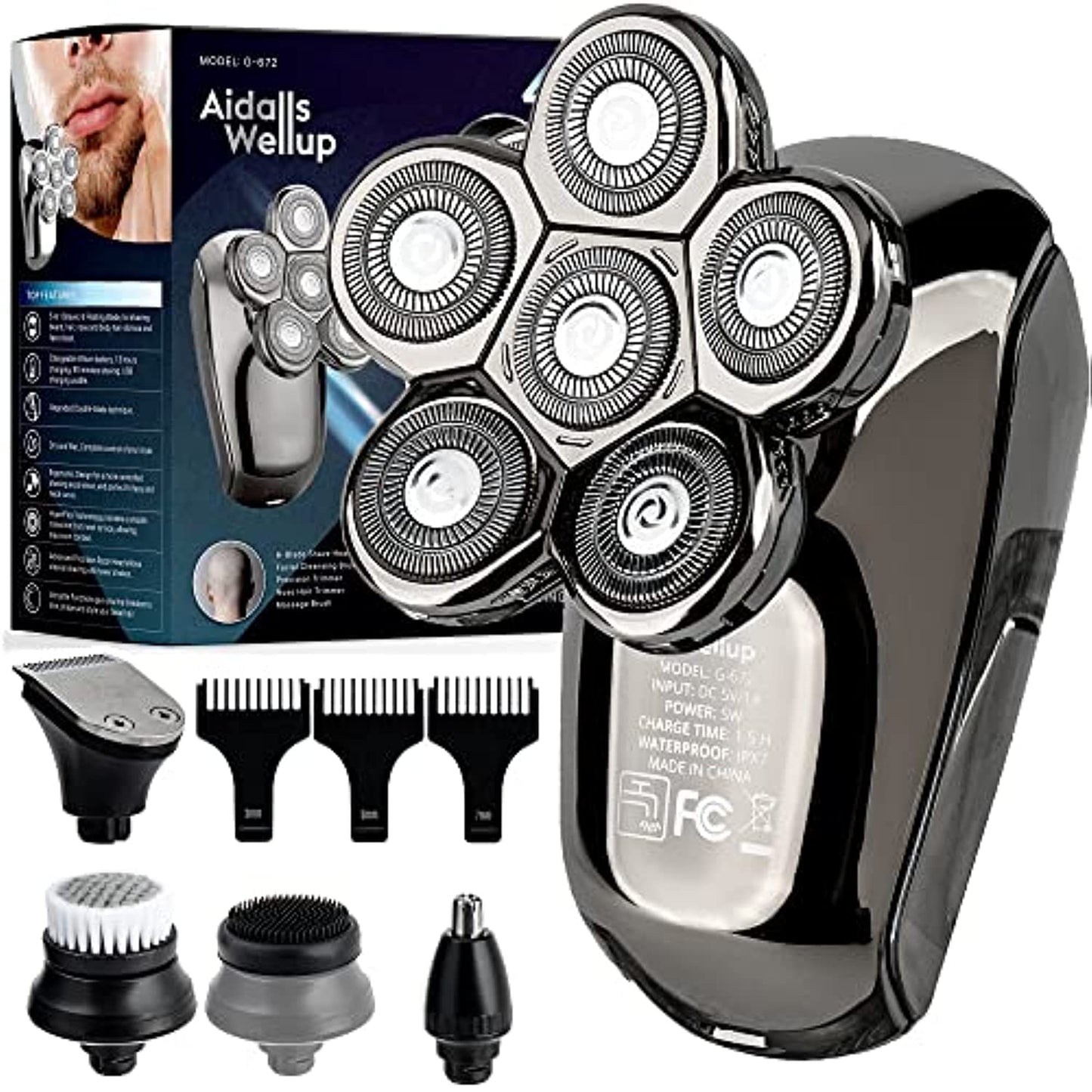 AidallsWellup Head Shavers for Bald Men: Waterproof Bald Head Shavers for Men - Close Shaving Bald Head Shavers for Men Skull - Electric Head Shaver