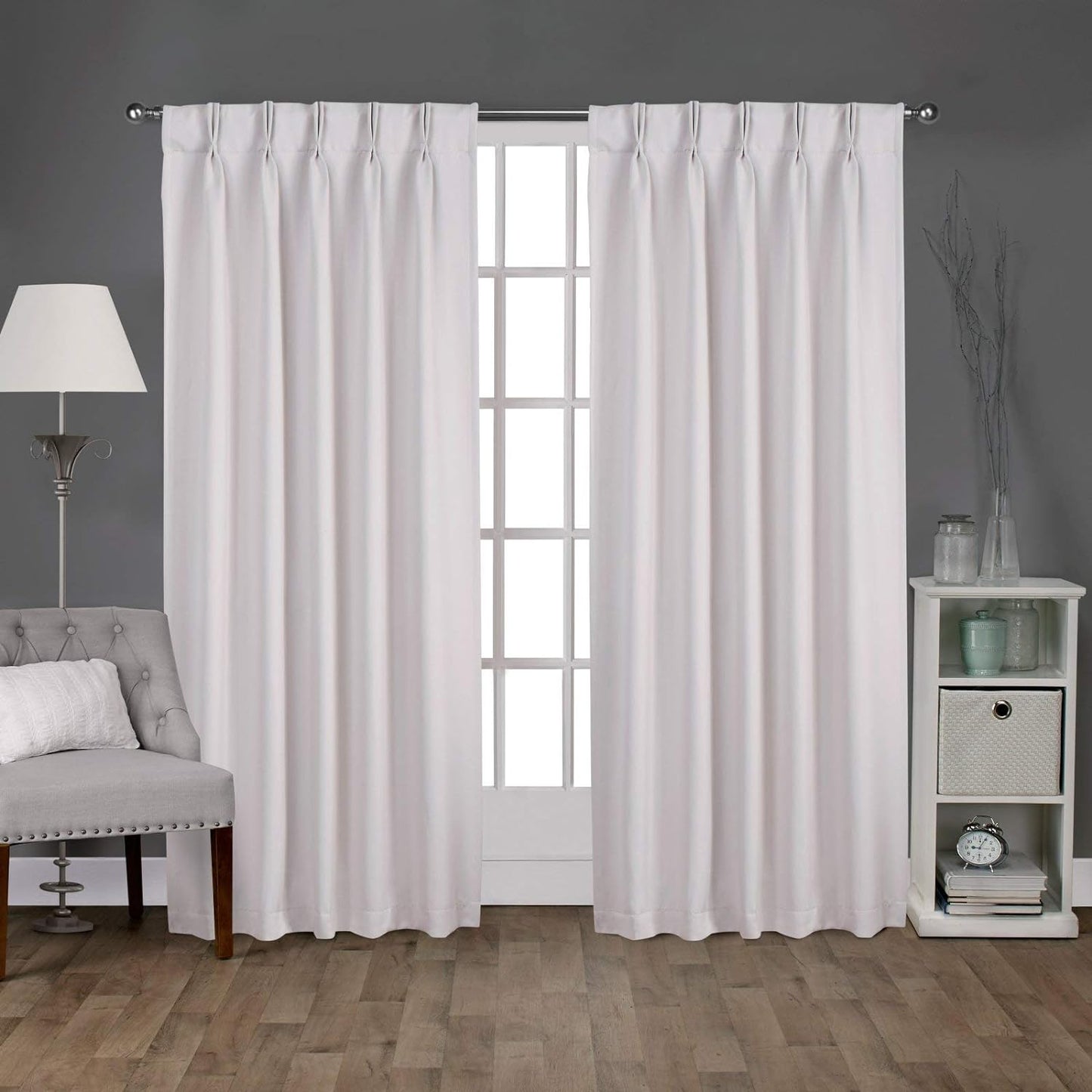 Double Pinch Pleated Blackout Window Curtain Panels  (2 Panels, 42" W x 72" L) ( Light Grey )