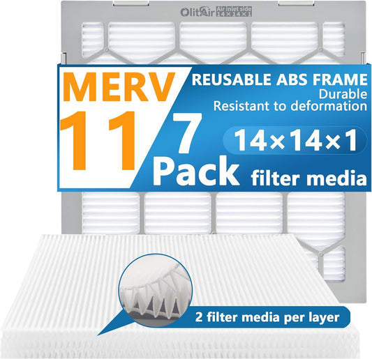 14x14x1 MERV 11 Air Filter,AC Furnace Air Filter,Reusable ABS Plastic Frame
