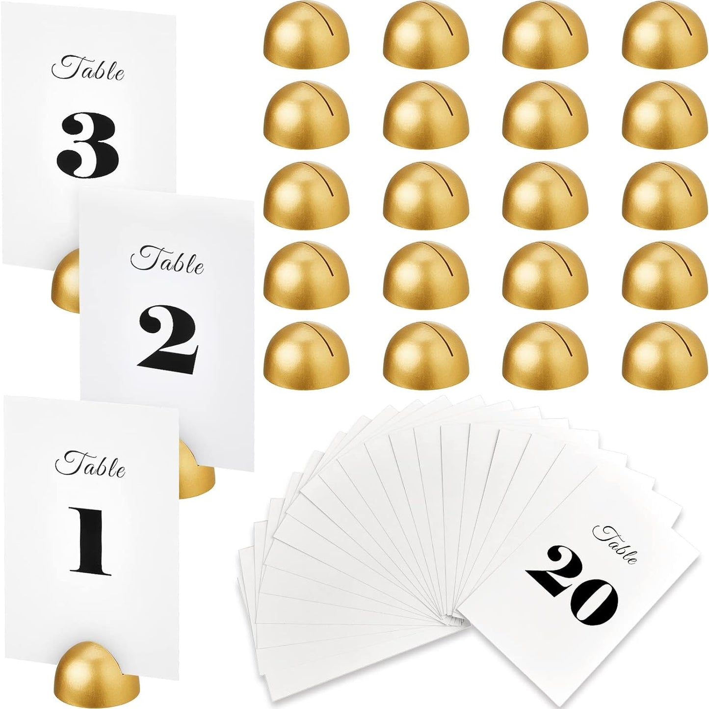 20 Pieces Table Number Cards Round Table Number Stands
