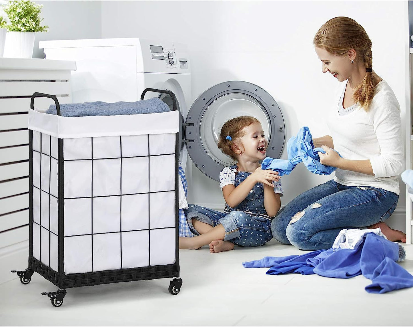 Laundry Hamper with Heavy Duty Rolling Lockable Wheels