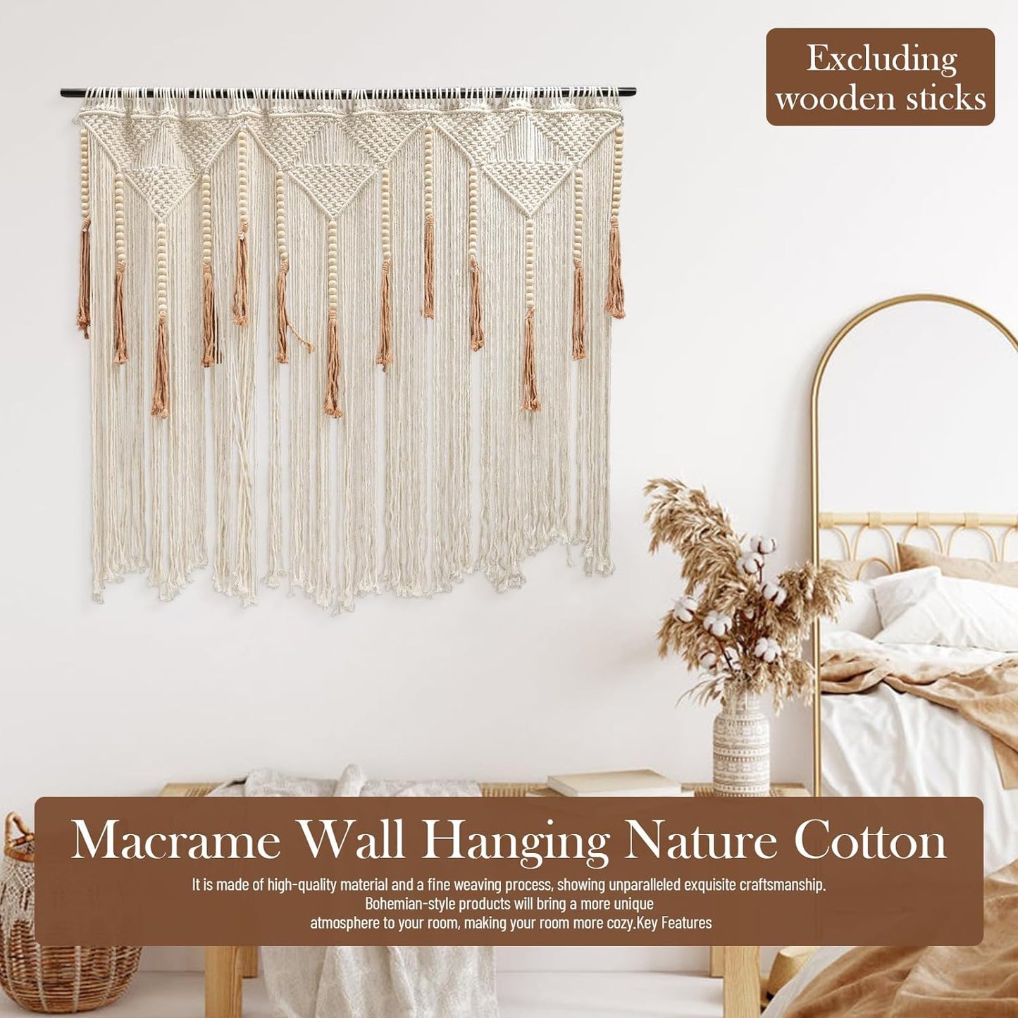 Macrame Tapestry Wall Hanging 65.8"x44" Large Macrame Wall Decor Boho