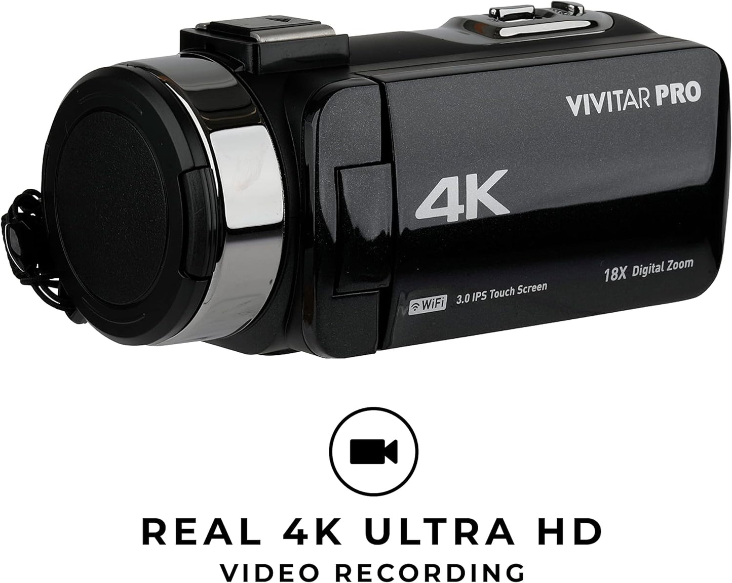 Vivitar 4K Video Camera, Wi-Fi Ultra HD Camcorder with 18x Digital Zoom