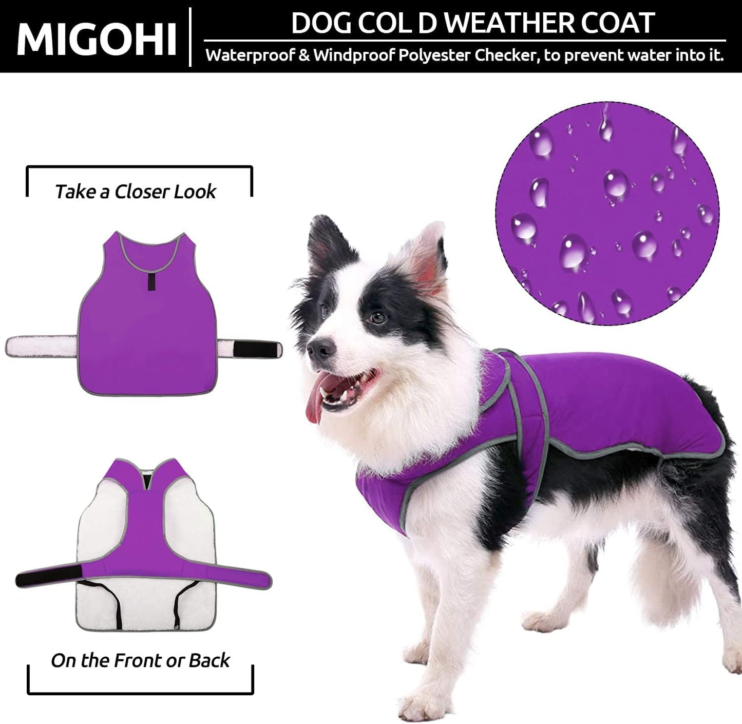 MIGOHI Reflective Dog Coat, Cold Weather Warm Dog Jacket, Waterproof Windproof Dog Winter Coat, Reversible Stormguard Dog Snow Jacket Snowsuit Fleece Lined Dog Vest Dogs