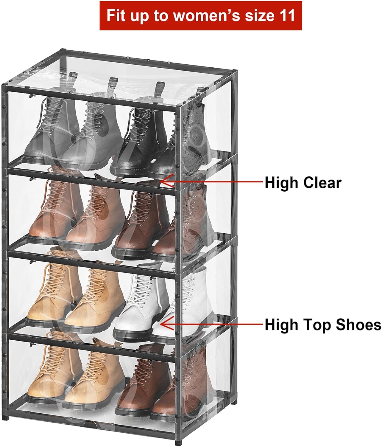 FIDUCIAL HOME 12 Pairs High Clear Shoe Storage Box