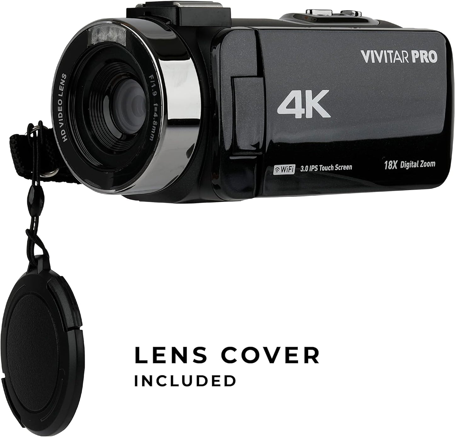 Vivitar 4K Video Camera, Wi-Fi Ultra HD Camcorder with 18x Digital Zoom
