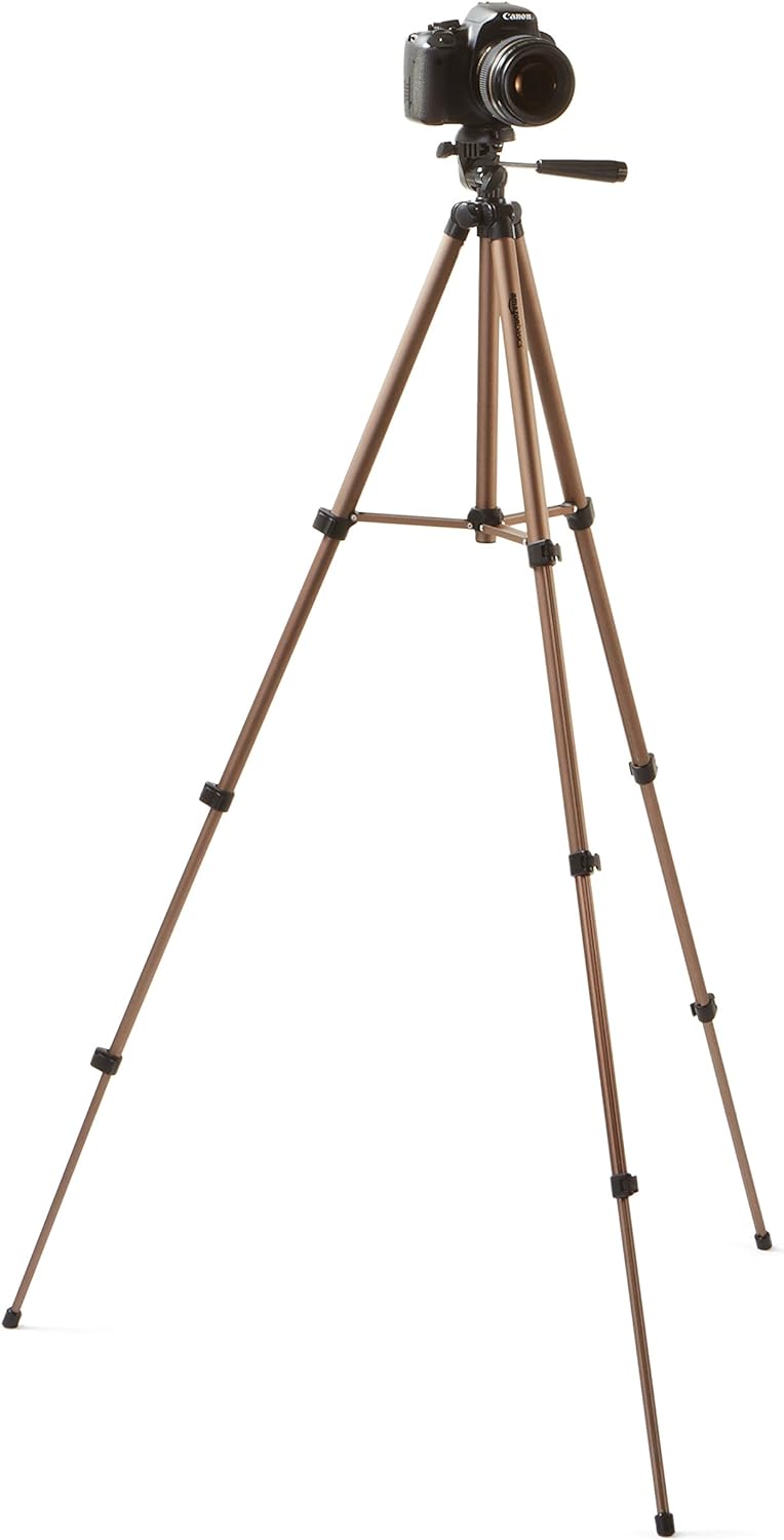 Amazon Basics 50-inch Lightweight Camera Mount Tripod Stand With Bag, Black/Brown