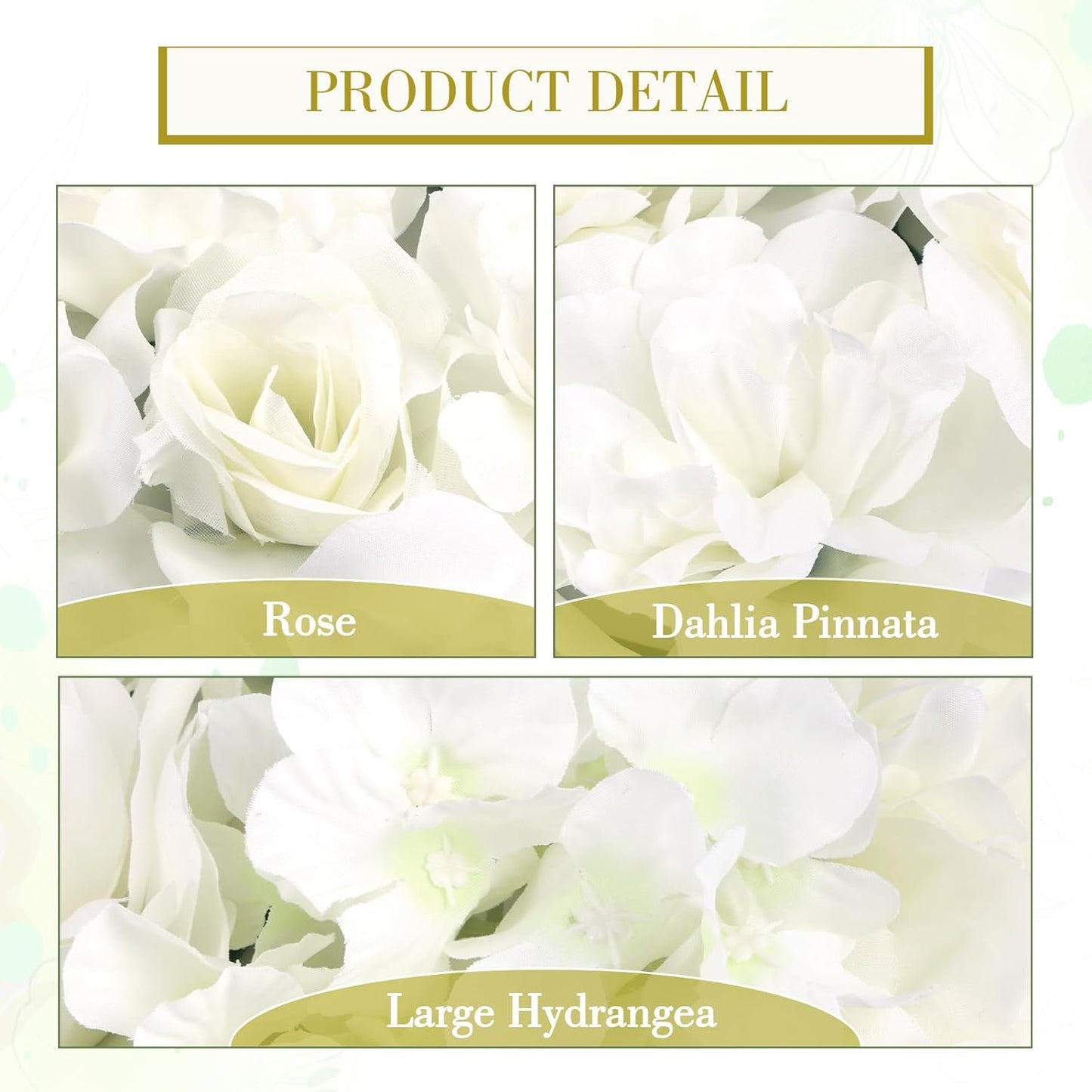 White Rose & Dahlia Artificial Flower Wall Panels, 6 Pack 12 x 16 Flower Wall Mat