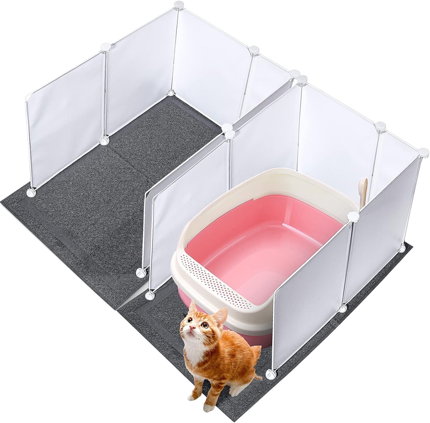Pinkunn 2 Set Cat Litter Box Enclosure Splash Guard,Extra Large 27.6x19.7x17.7inch (Litter Box Not Included)(Clear)