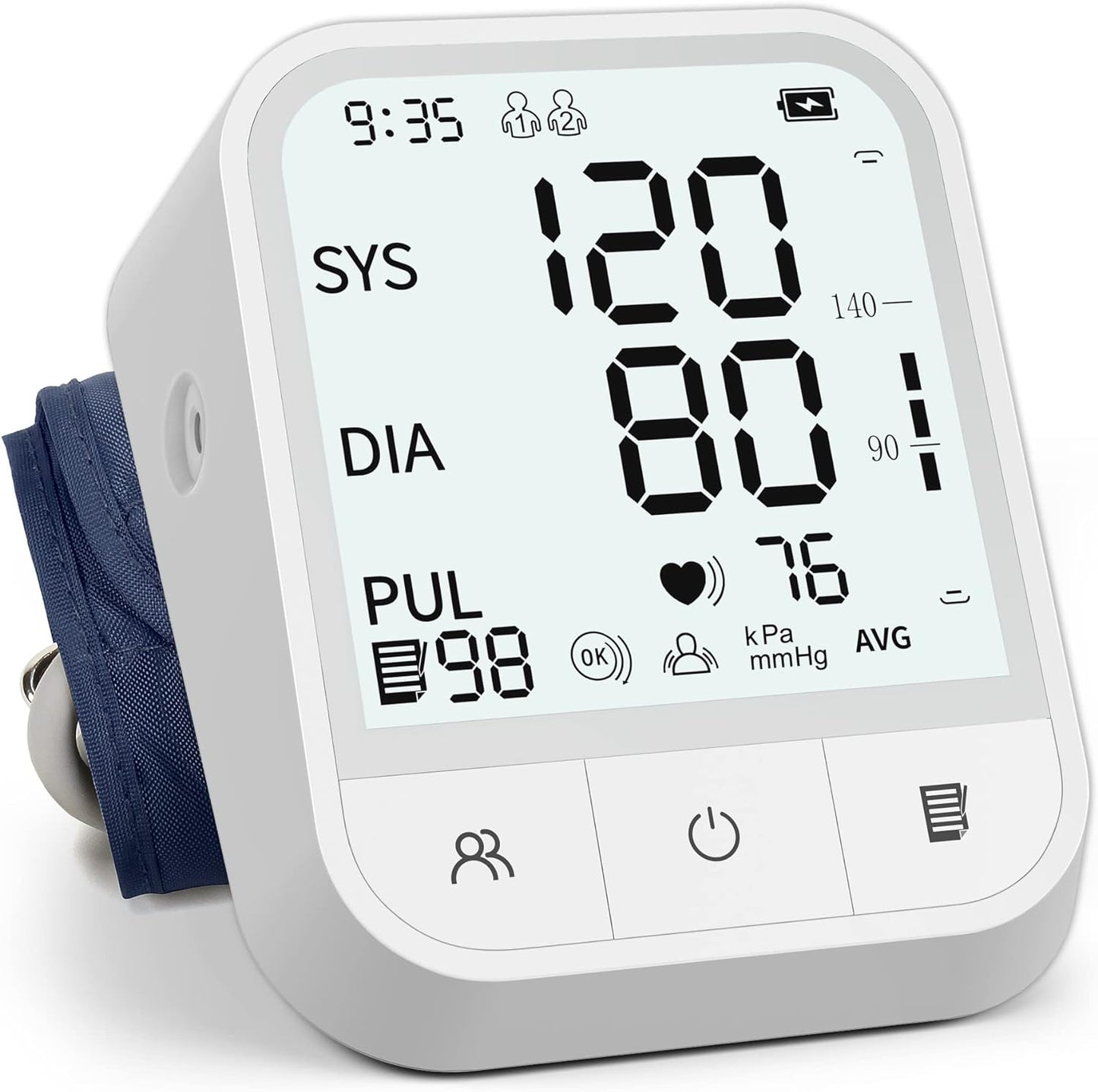 Blood Pressure Monitor Adjustable BP Cuff Automatic Upper Arm Blood Pressure Machine with Backlit