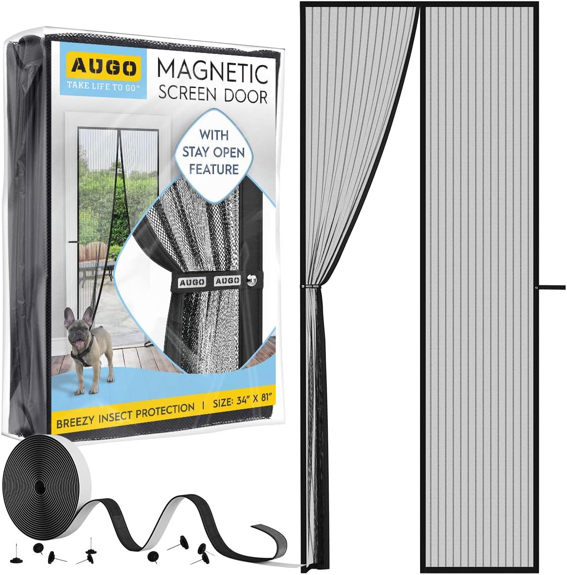 Magnetic Screen Door - Self Sealing - 34 Inch x 81 Inch