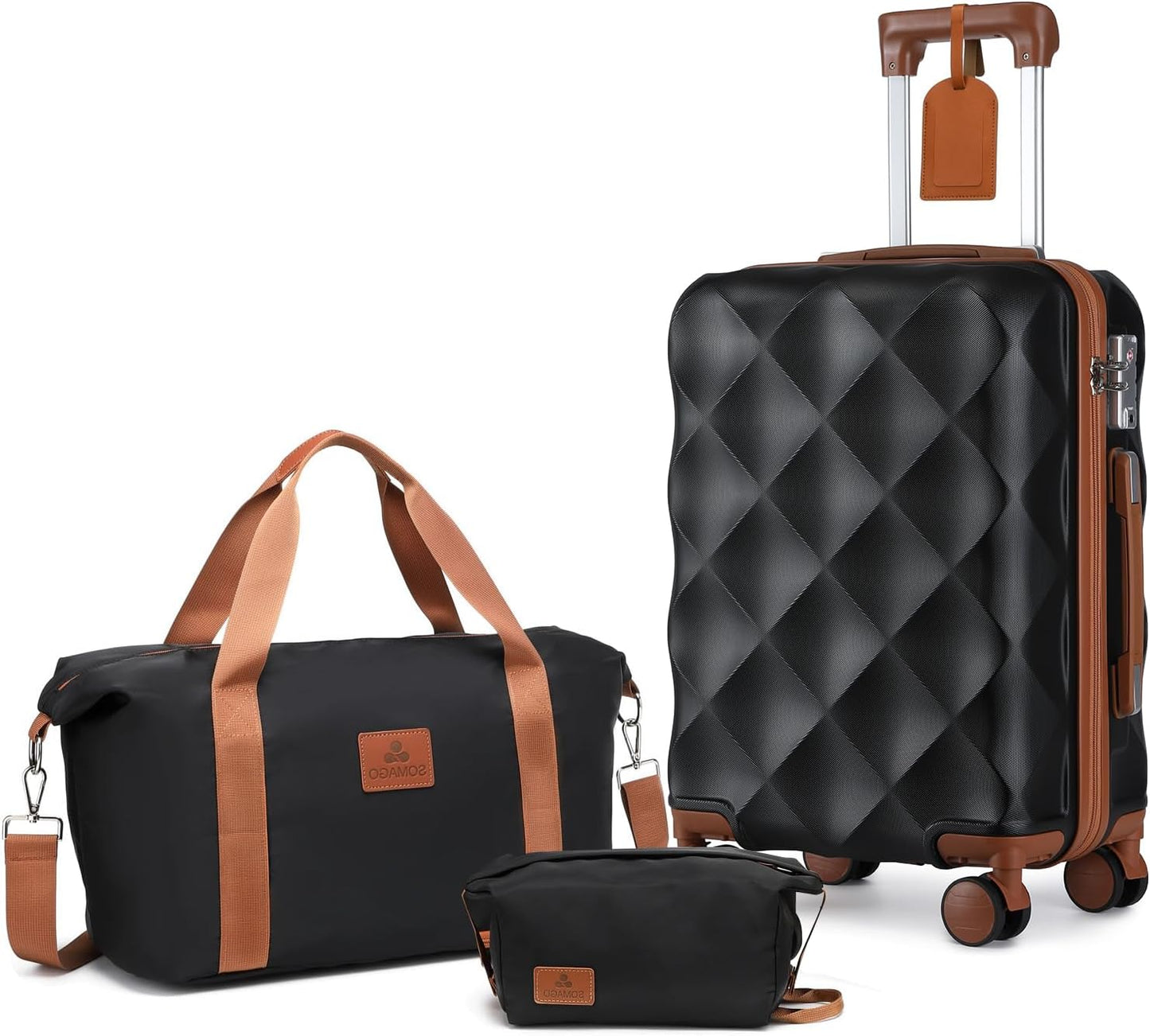 Somago Suitcase Hardside 20 inch Carry On Spinner Luggage with TSA Lock (Black)