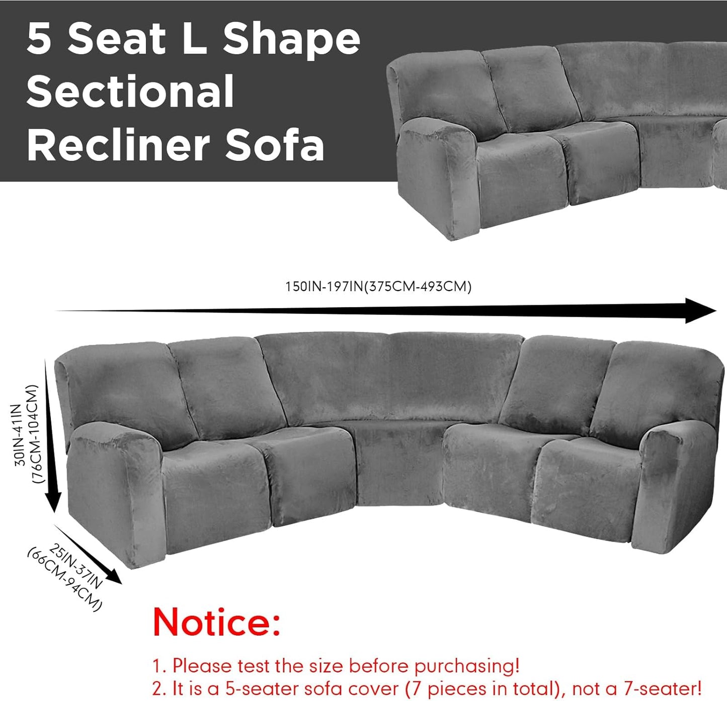 7 Pcs L Shape Sectional Recliner Sofa Covers